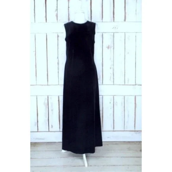 Jacqueline Ferrar Dresses | Vintage Jacqueline Ferrar Black Stretch Velour Velvet Sleeveless Maxi Dress | Color: Black | Size: 12 | Pm-69416536'S